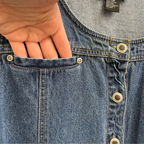 Vintage 90’s Y2K denim button front maxi dress jumper pockets sleeveless 22W - Picture 5 of 10